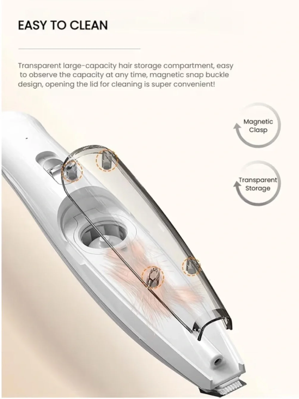 Pet Paw Hair Trimmer With Vacuum And LED Light Rechargeable